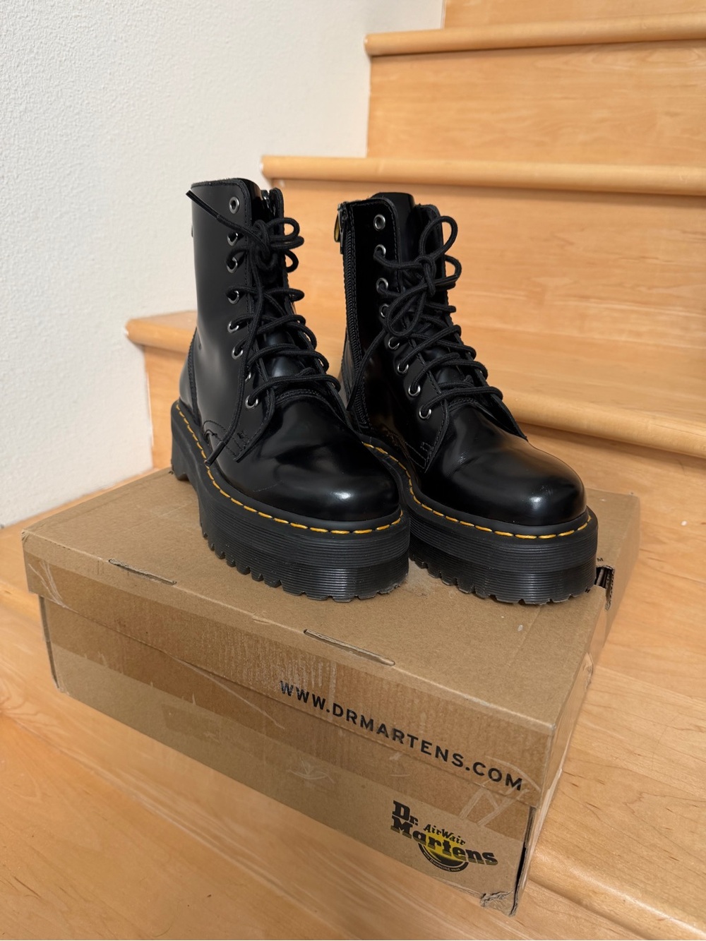 Dr Martens Jadon Smooth Leather Platform Boots Black Size US 5M/6W/EU 37